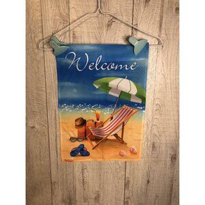 Welcome Garden Yard Flag Summer Beach Chair Outdoor Relaxing Ocean Decoration